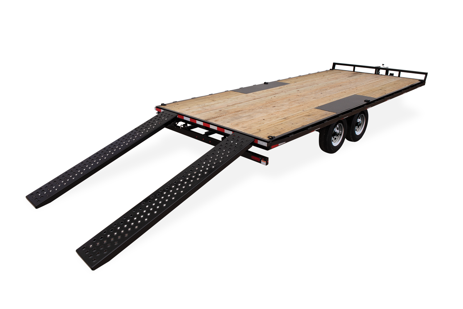 Rear View of the Low Profile Flatbed Deckover with ramps down