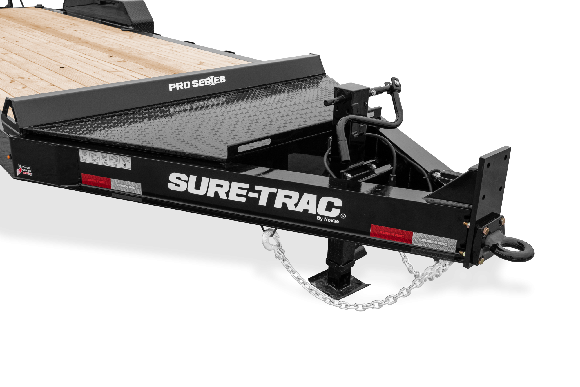 Sure-Trac | Pro Series Implement | Image | Front view, tilted, Pro Series Implement with reflective tape, close-up of Tongue