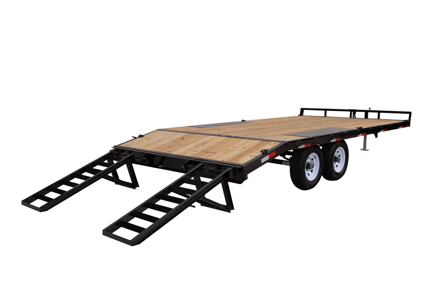 Sure-Trac | Low Profile Beavertail Deckover | Image | Back side, tilted, Low Profile Beavertail Deckover with reflective tape, beavertail down