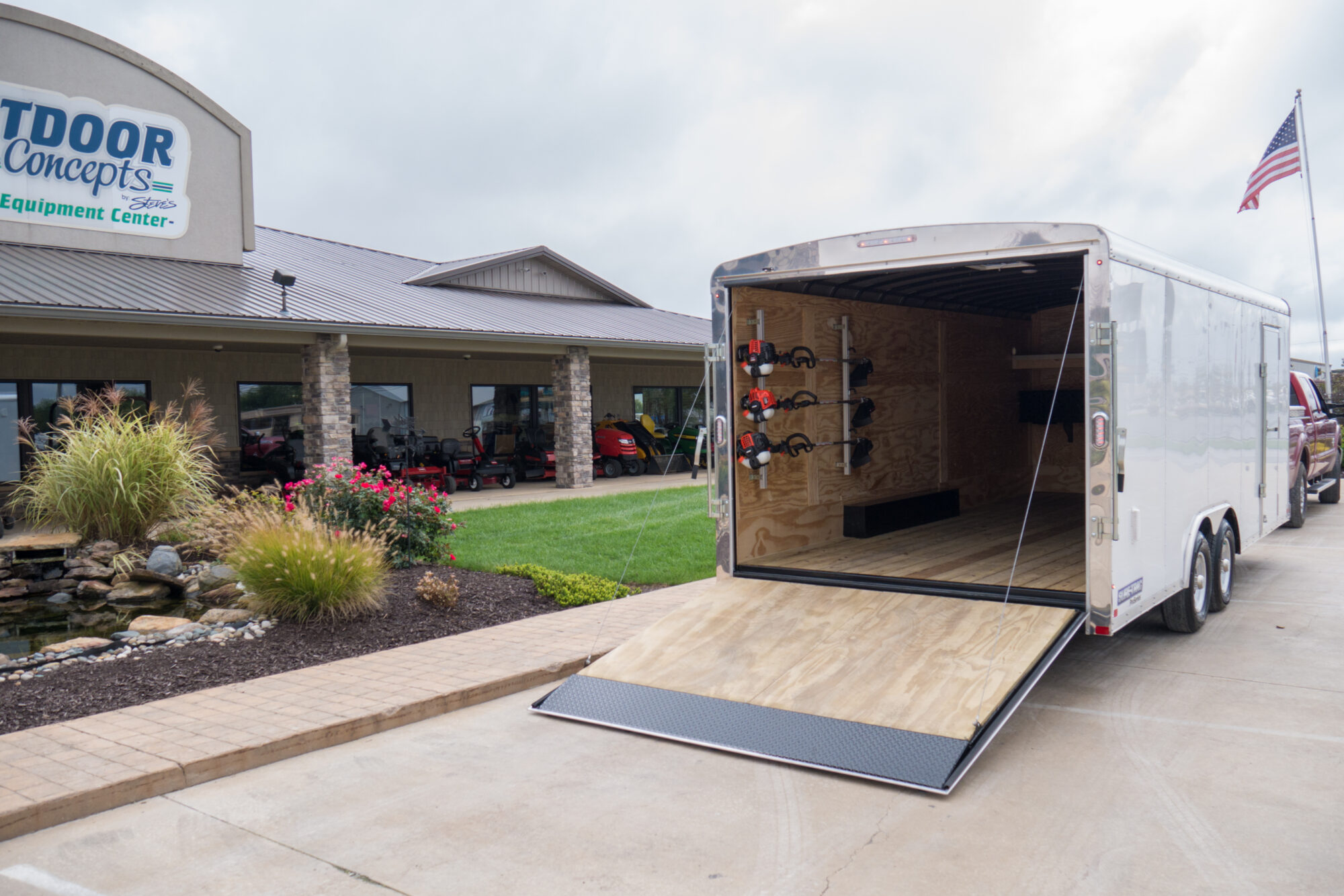 2017 Enclosed roundtop cargo zoomed out rear view