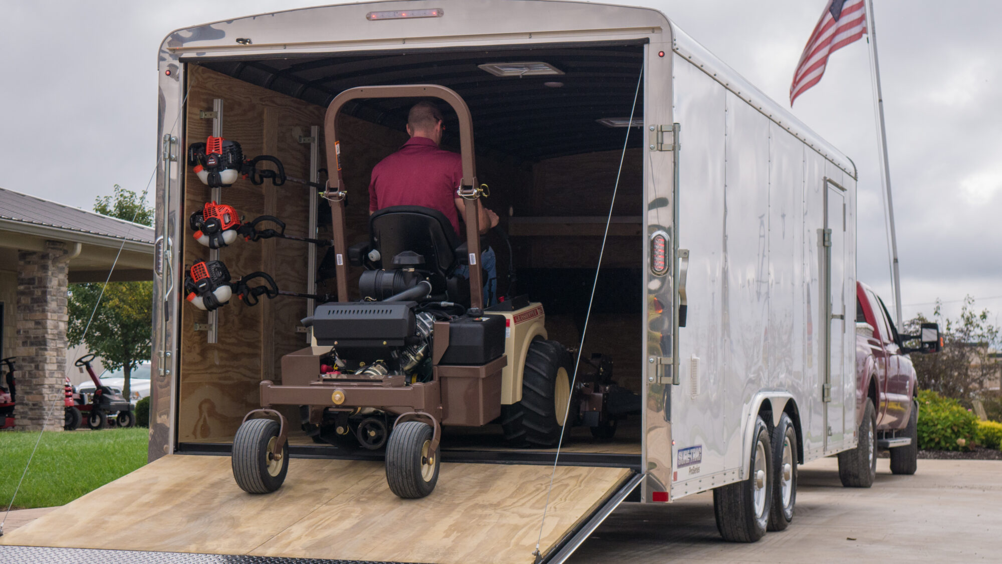 2017 Enclosed roundtop cargo zoomed in rear view