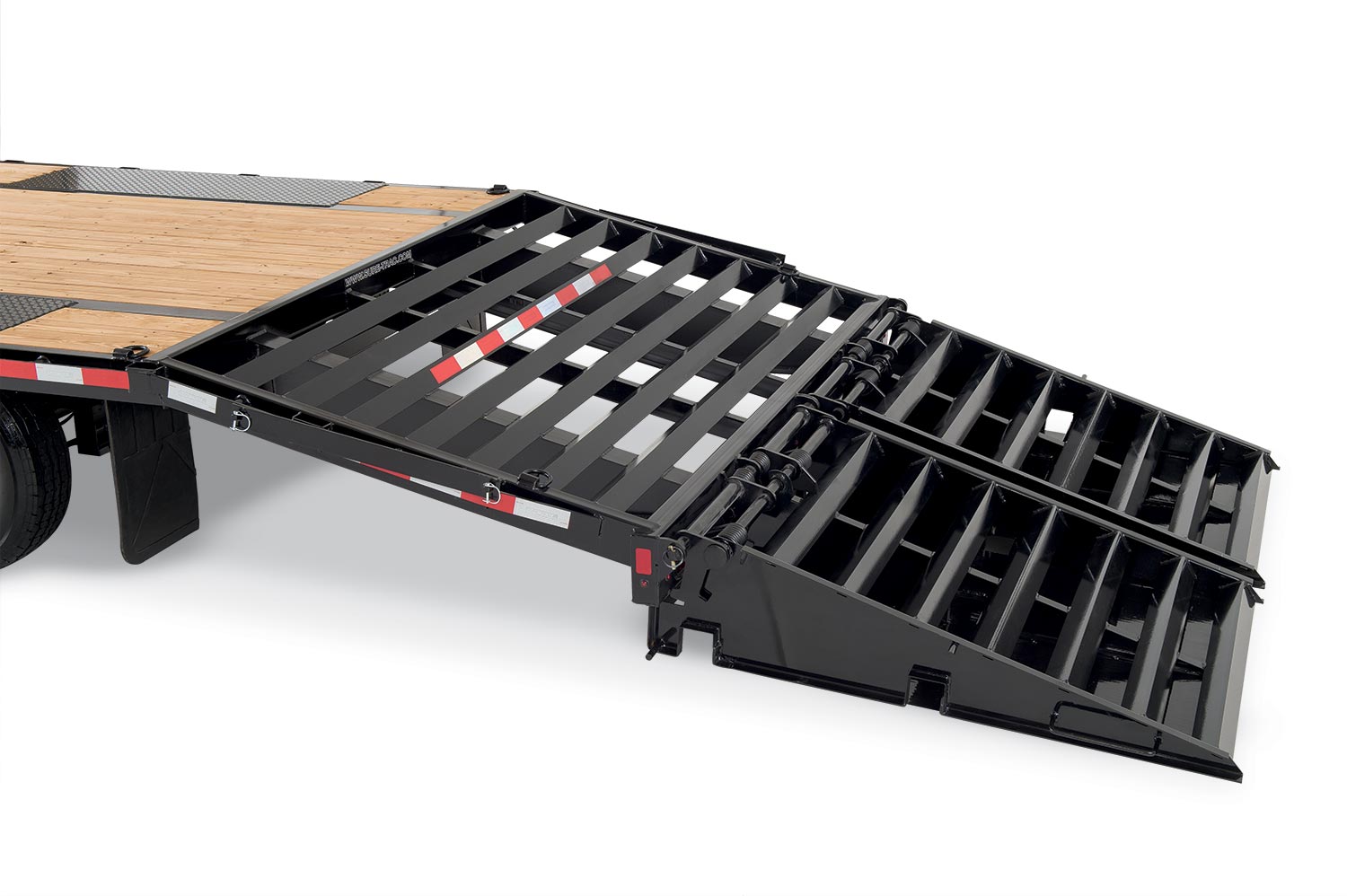 zoomed in view of the ramp on the Heavy Duty Low Profile Beavertail Deckover Trailer
