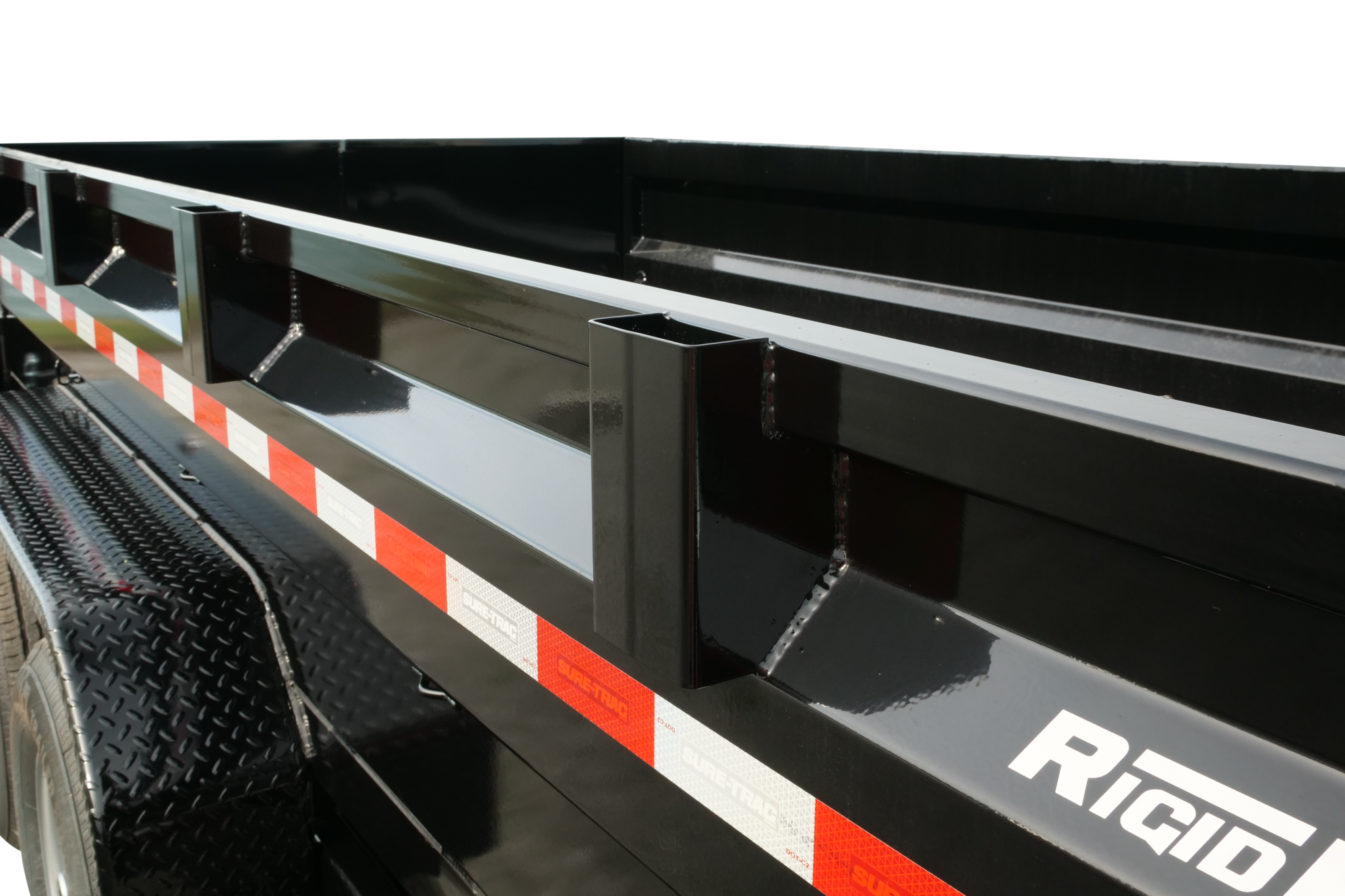 zoomed in view of the back of a trailer