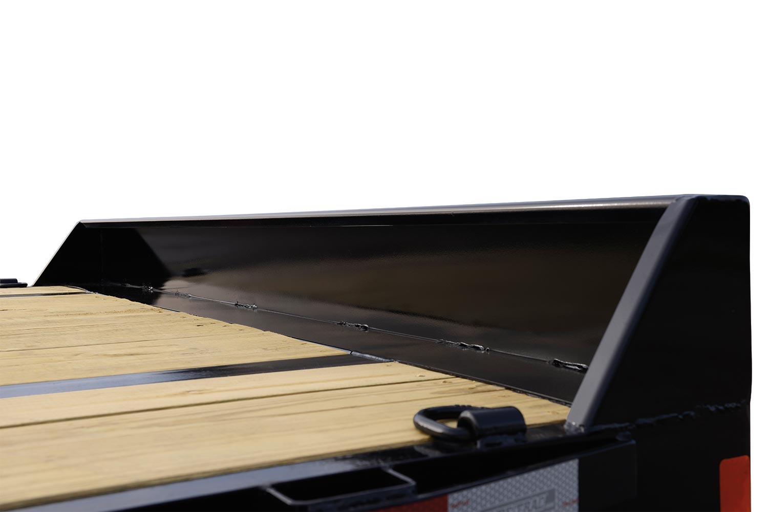 close up rear view of the Heavy Duty Low Profile Beavertail Deckover Trailer