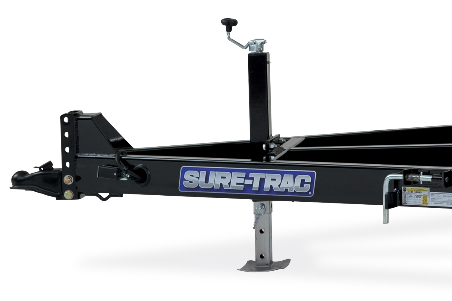 full view of the Single Axle Tilt Bed Equipment Trailer jack