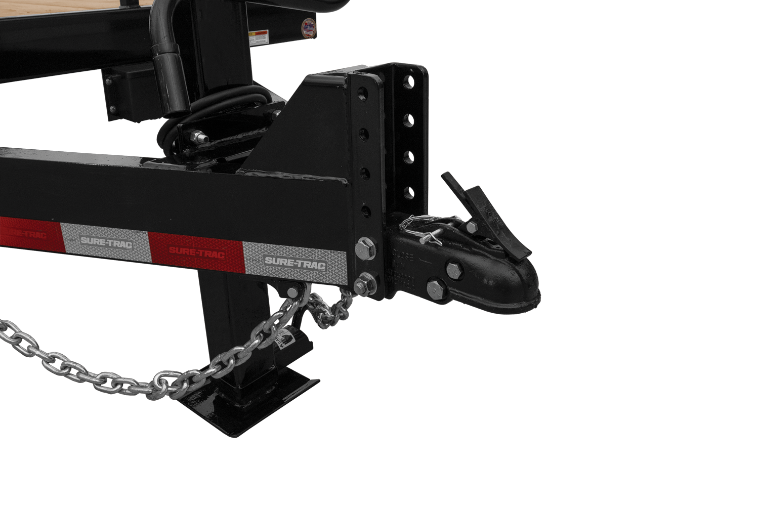 Close-Up view of the Adjustable Coupler on the Full Width Equipment Hauler