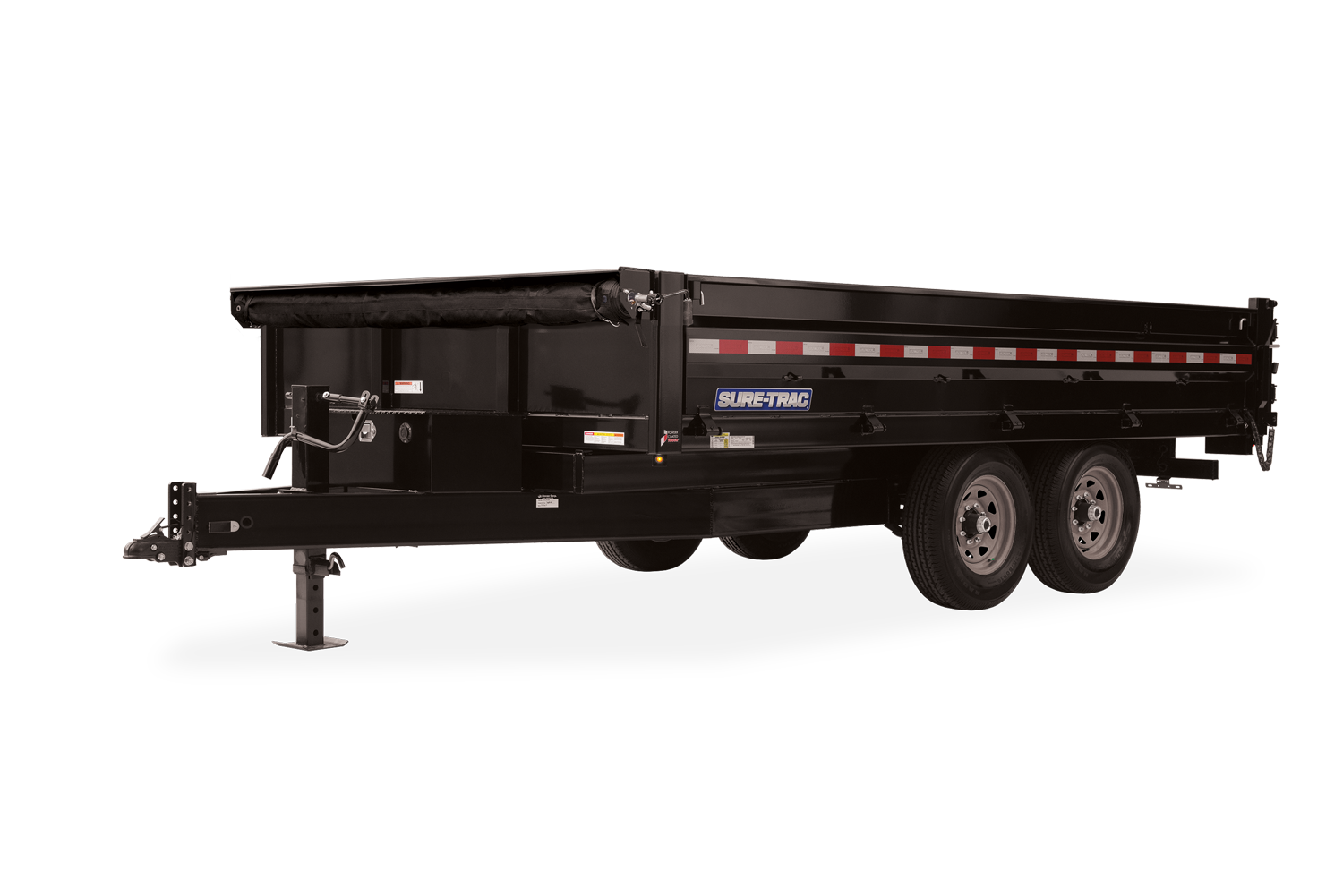 hd deckover dump trailer zoomed out front view