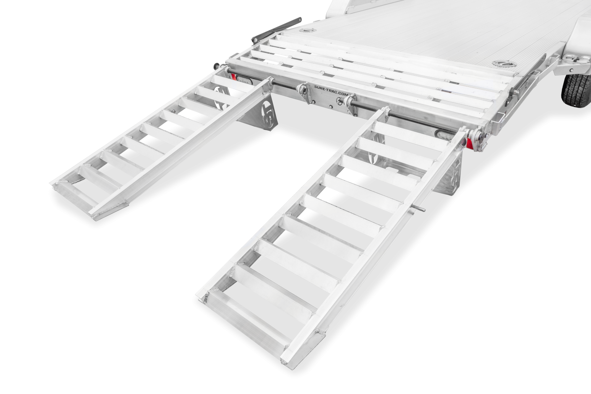 Wide Shot of the Aluminum Ramps down ready for loading of equipment