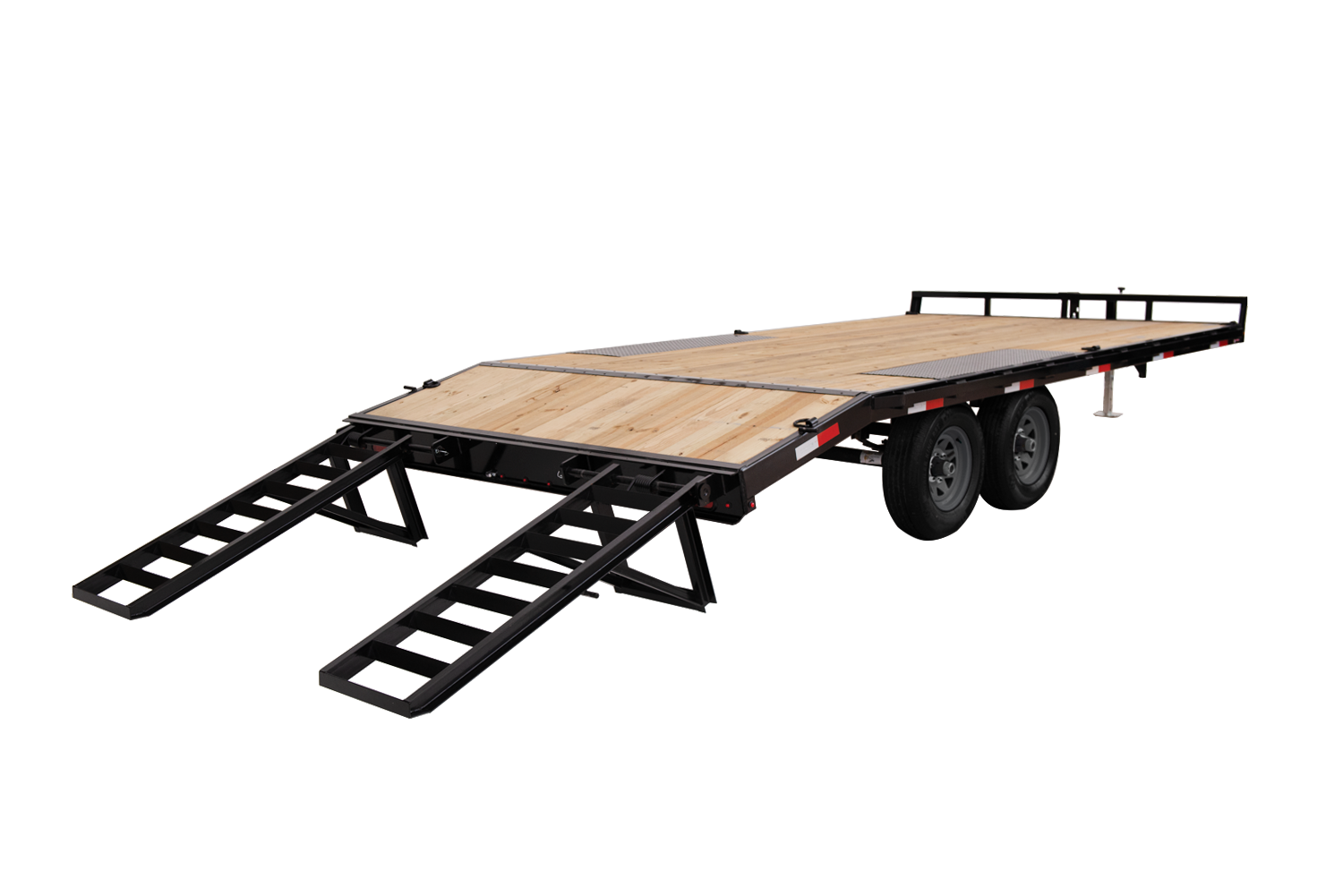 Low Profile Beavertail Deckover | Back side, tilted, with reflective tape, beavertail down