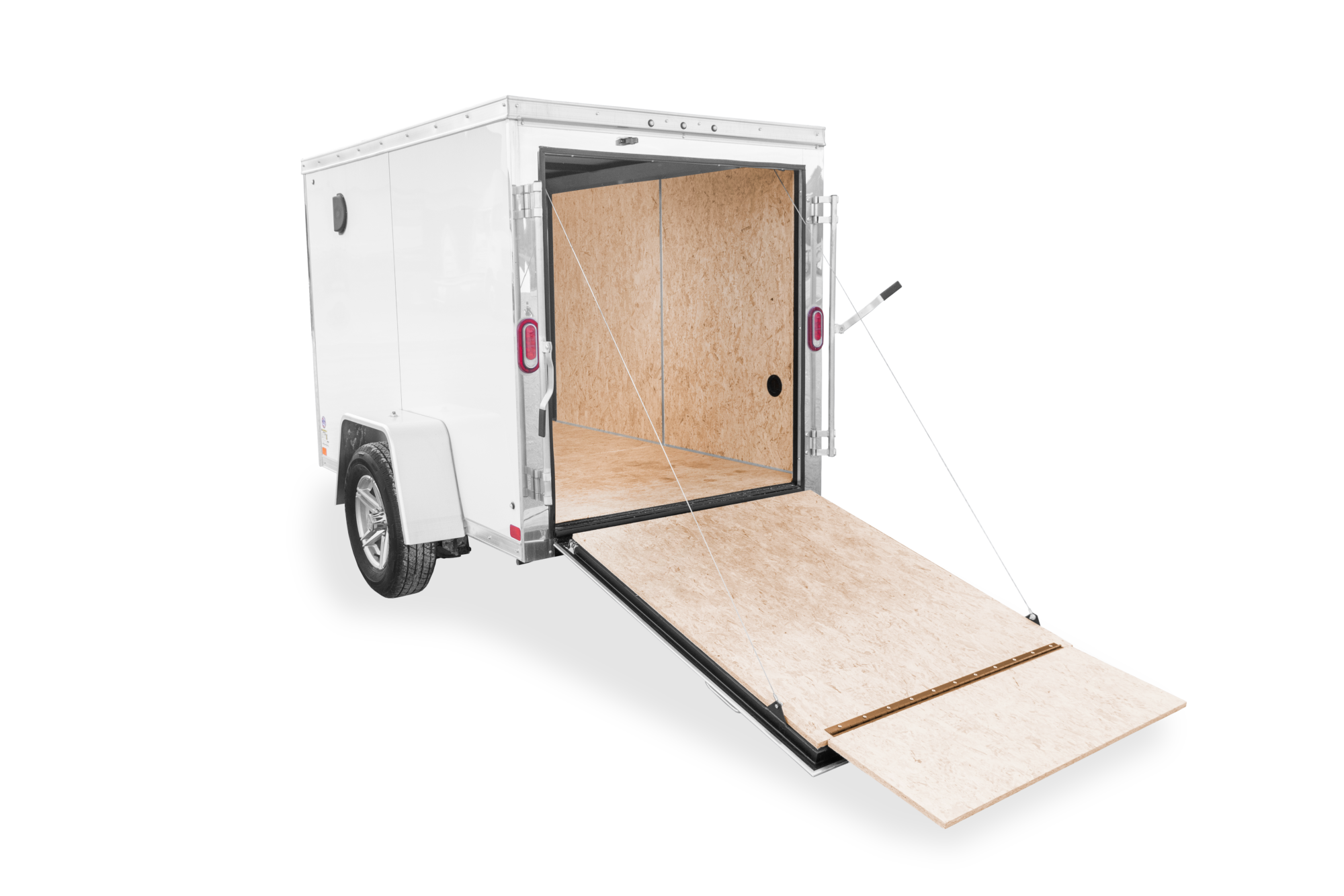 SIngle Axle Pro Series Wedge Cargo White with rear open