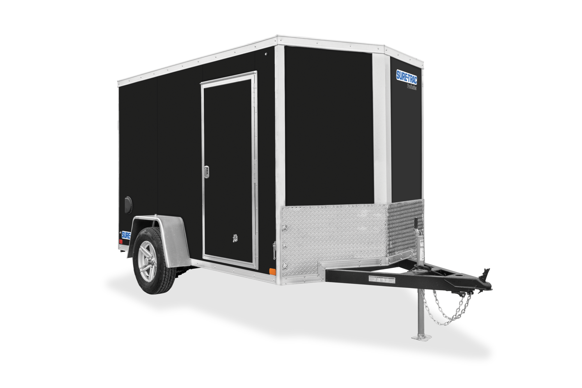 5' & 6' Wide Pro Series Wedge Front Enclosed Trailer | Front view, tilted, Black Single Axle