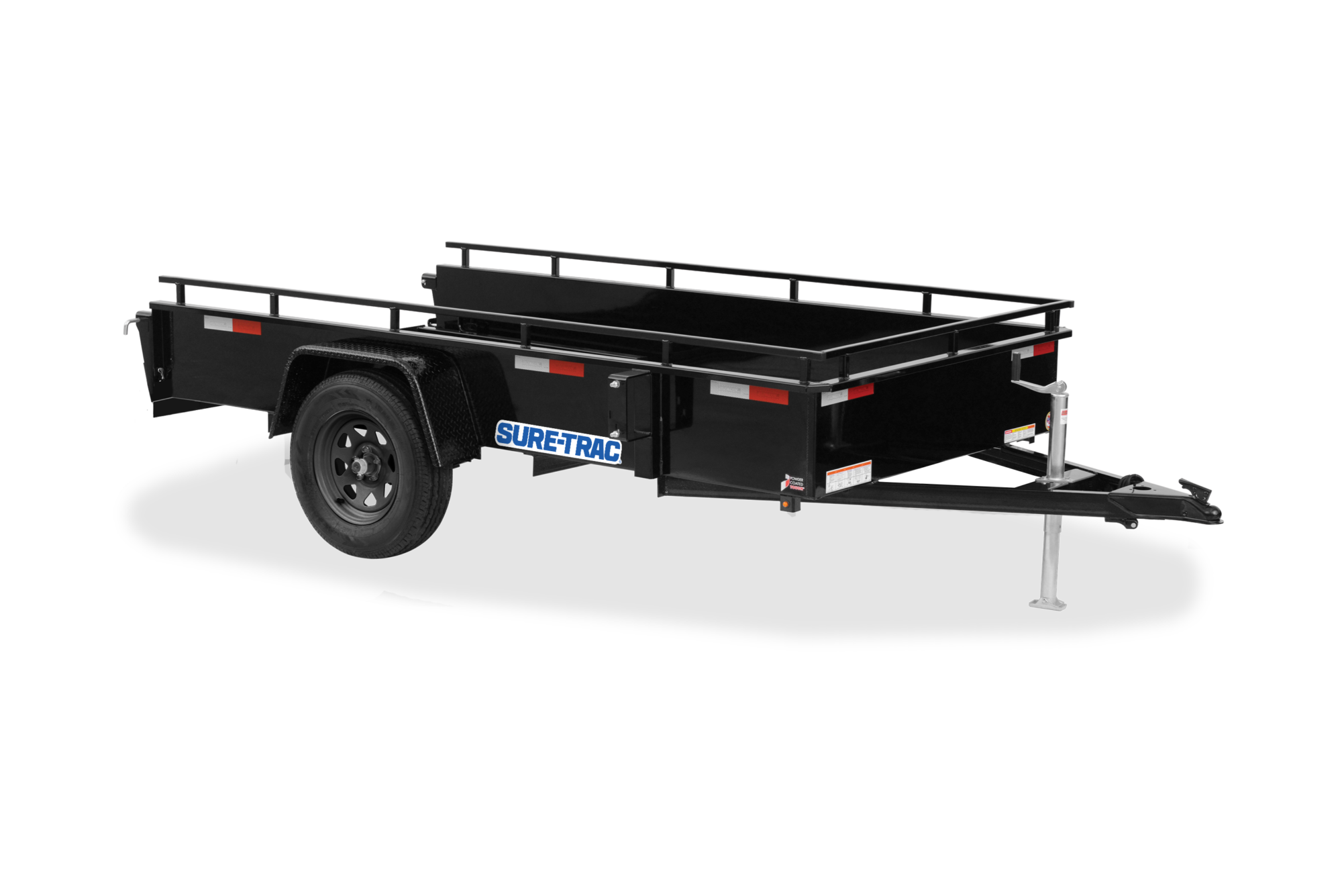Steel High Side Utility | Front view, tilted, Single Axle with reflective tape