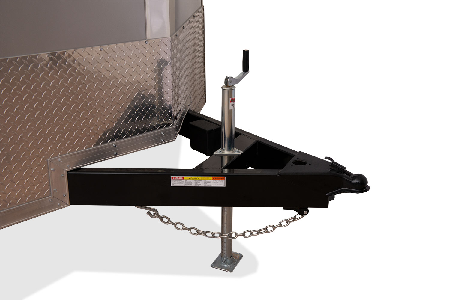 zoomed in view of the setback jack on the pro series wedge front enclosed cargo trailer